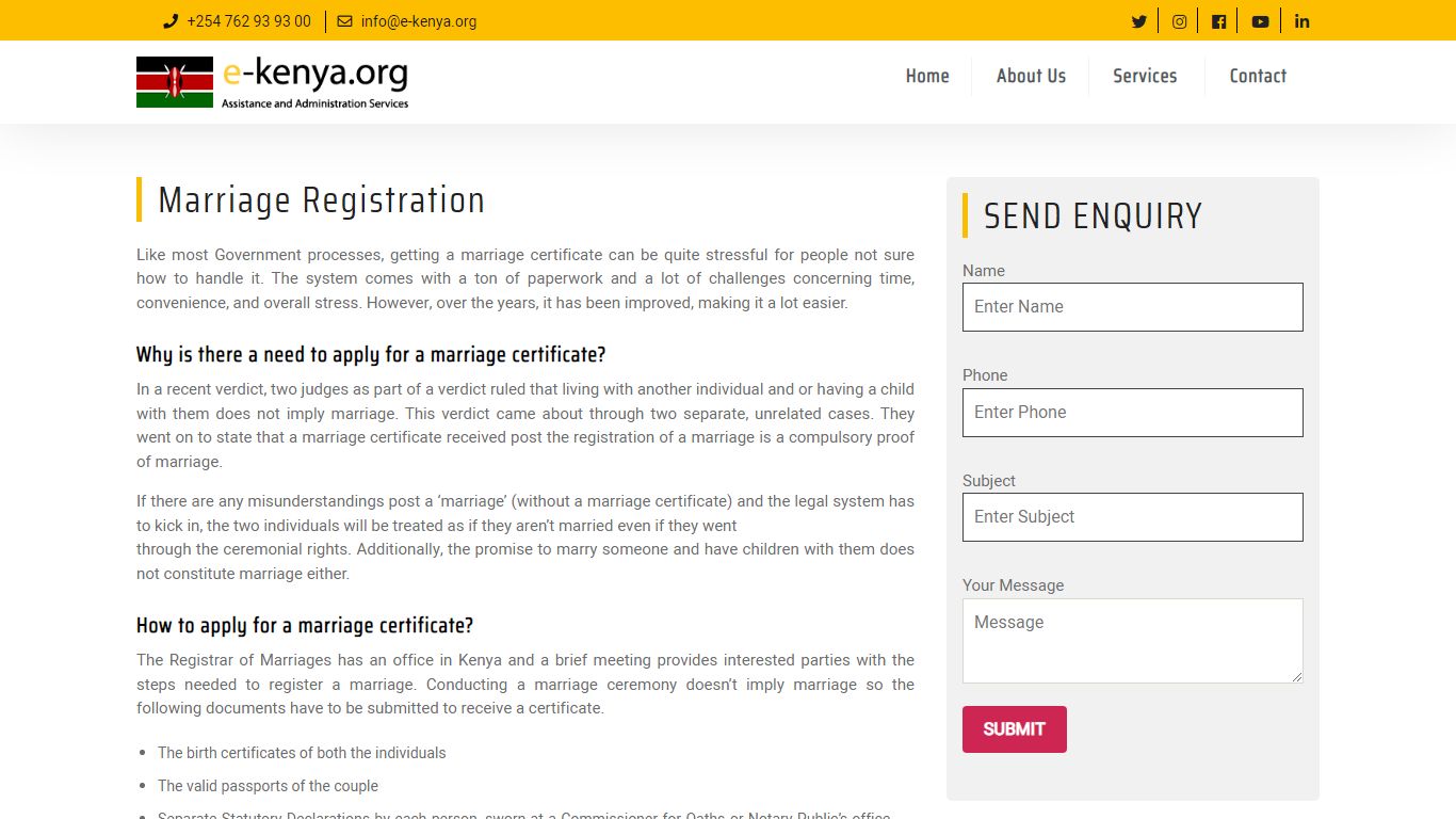 Marriage Registration | e-kenya