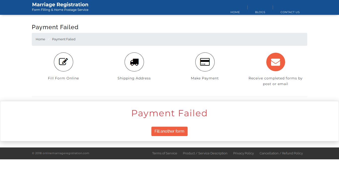 Payment Failed | Online Marriage Registration